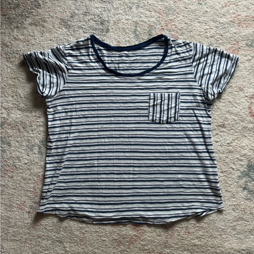 ANA blue striped tshirt with pocket, size XXL
